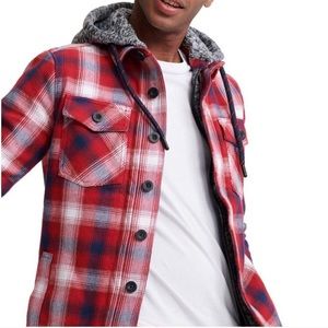 Superdry Everest Storm Hoodie Plaid Shirt Jacket M